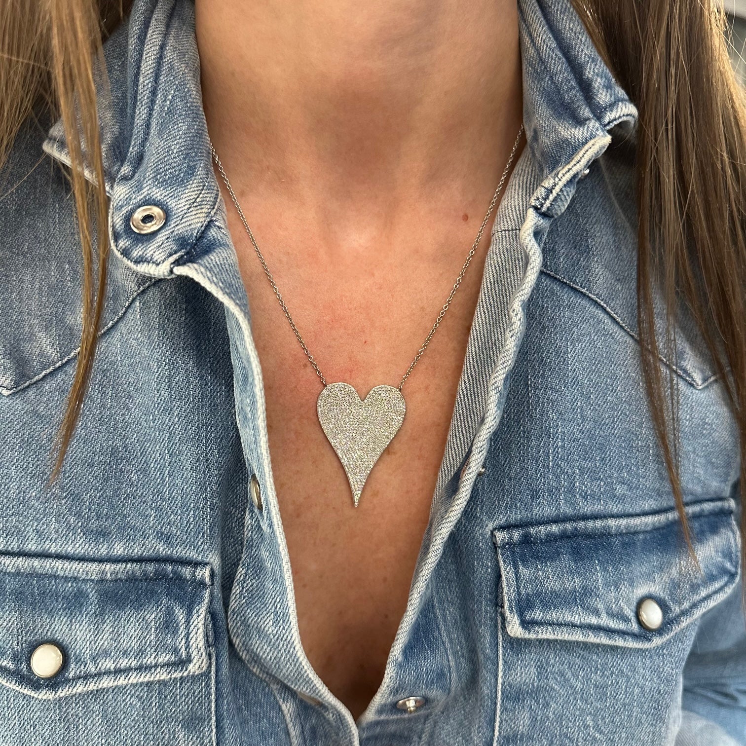 XL Pave Heart Necklace