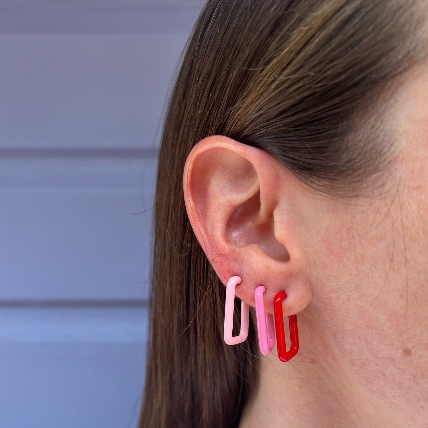 Poppy Enamel Box Hoops