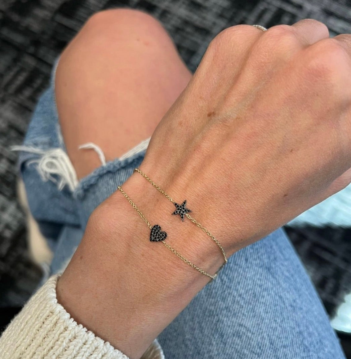 Black Diamond Mini Token Pave Heart Bracelet