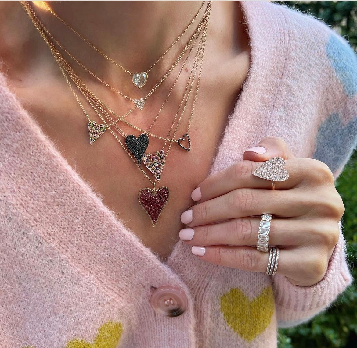 Small Token Black Diamond Heart Shaped Necklace