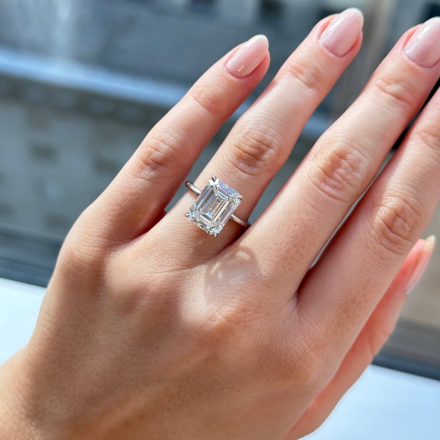 7.02CT Emerald Cut Engagement Ring