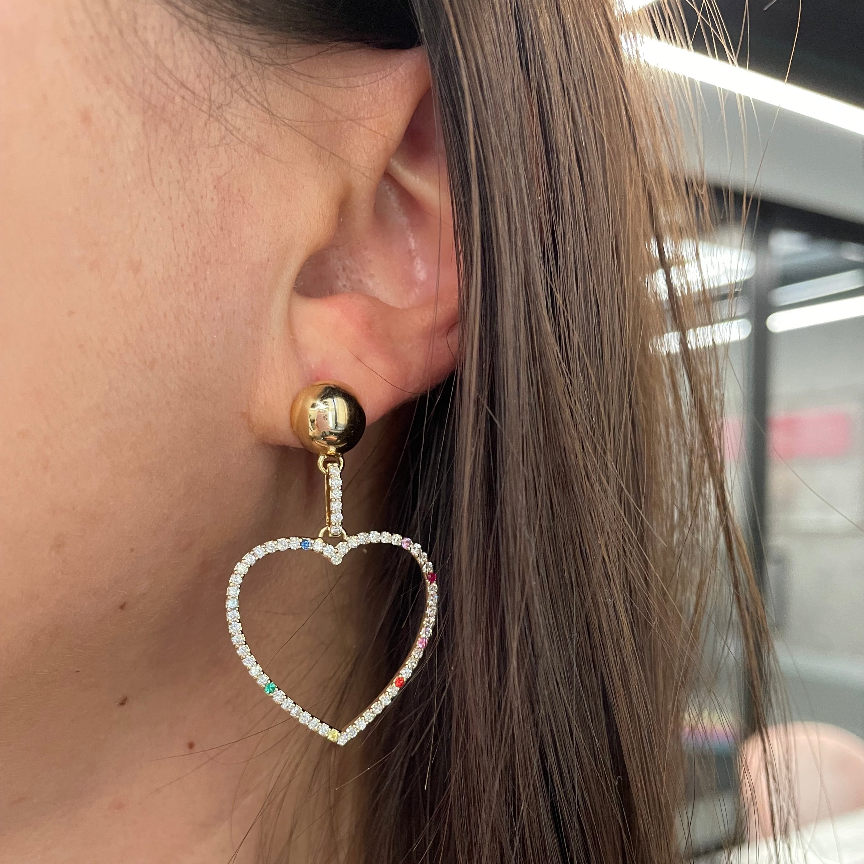Scattered Rainbow Open Heart Earrings