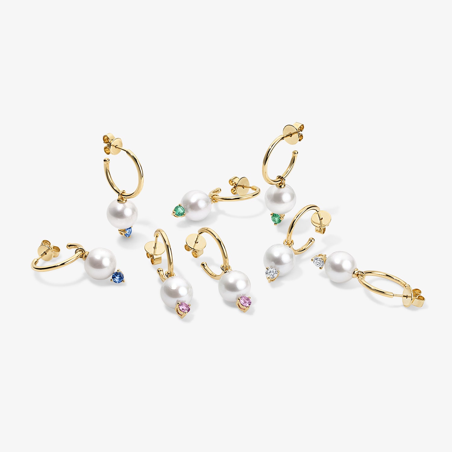 Grace Pearl and Emerald Hoop Earrings