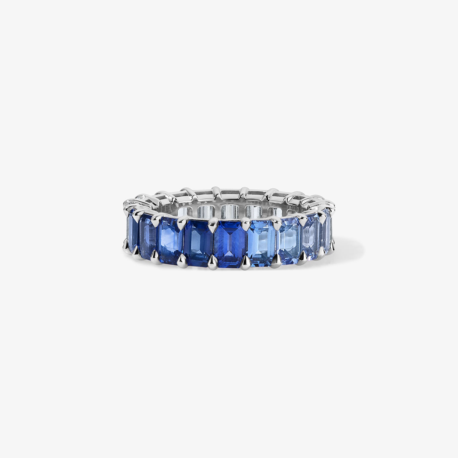 Diamond and Blue Sapphire Emerald Eternity Band