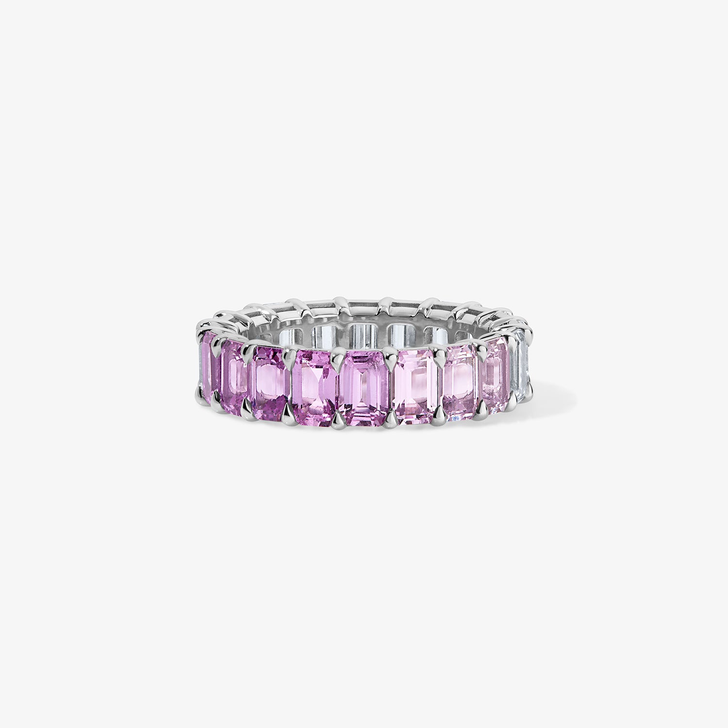 Diamond and Pink Sapphire Emerald Eternity Band