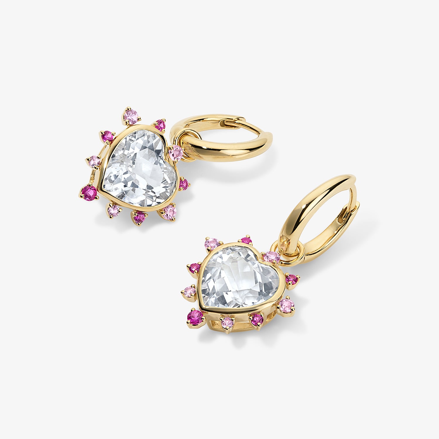 Grace Heart Drop Huggie with Pink Sapphire Halo