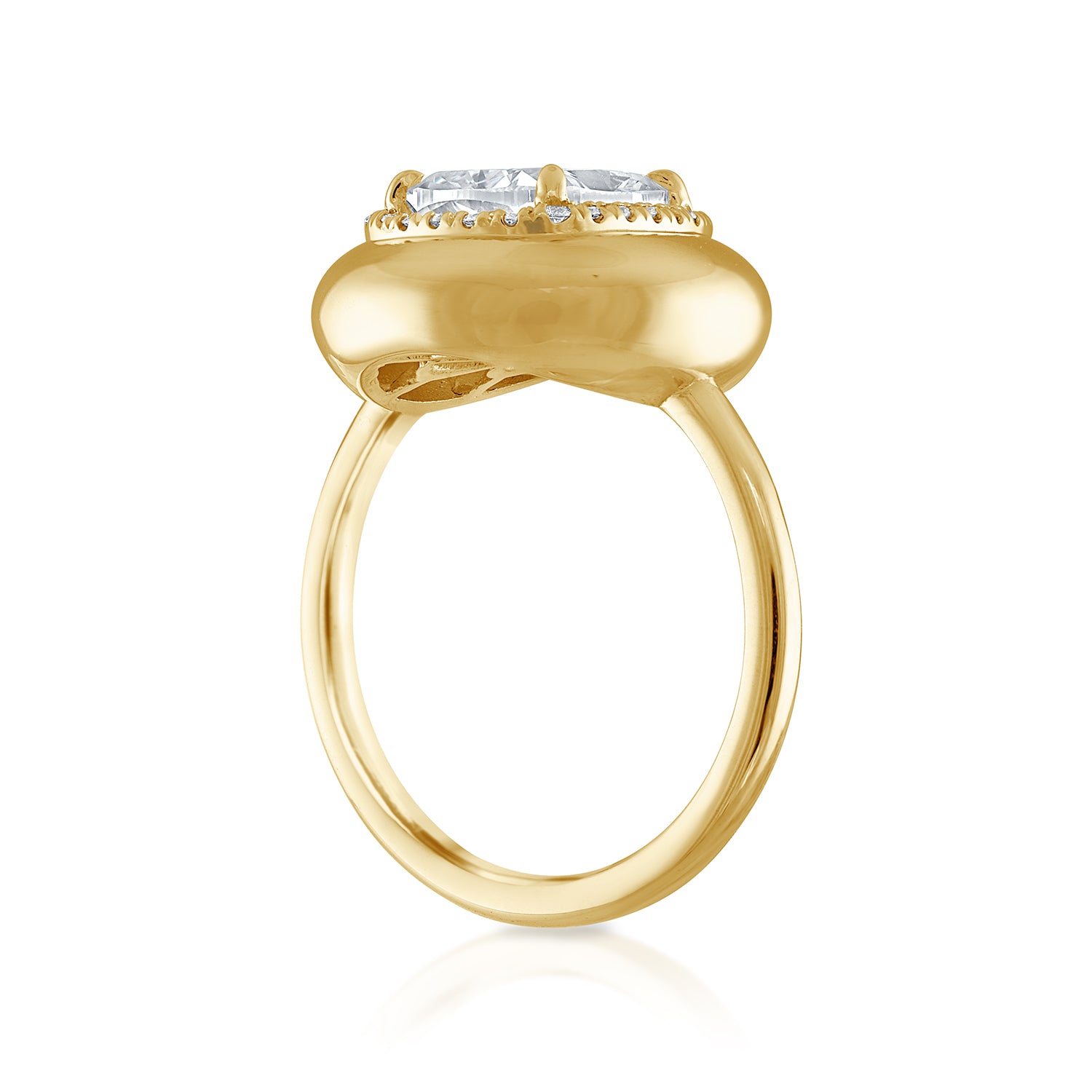 2.04ct Cushion Diamond Button Engagement Ring