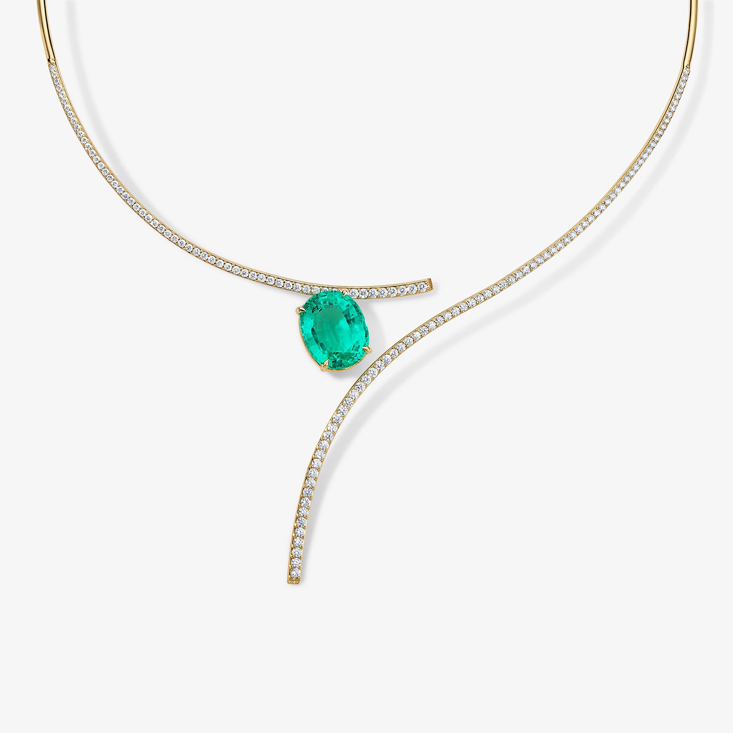 Bypass And A Half Necklace With Green Emerald