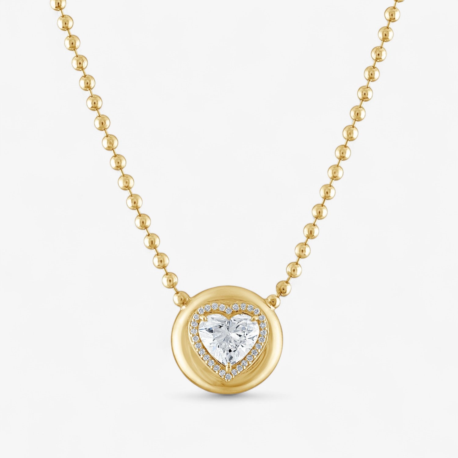 Diamond Heart Button Necklace