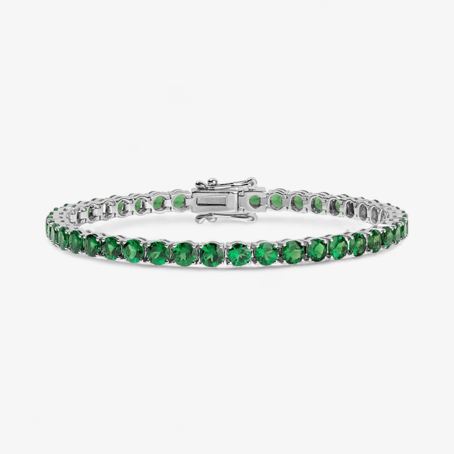 Signature Green Tsavorite Tennis Bracelet 14K White Gold 8.00CT