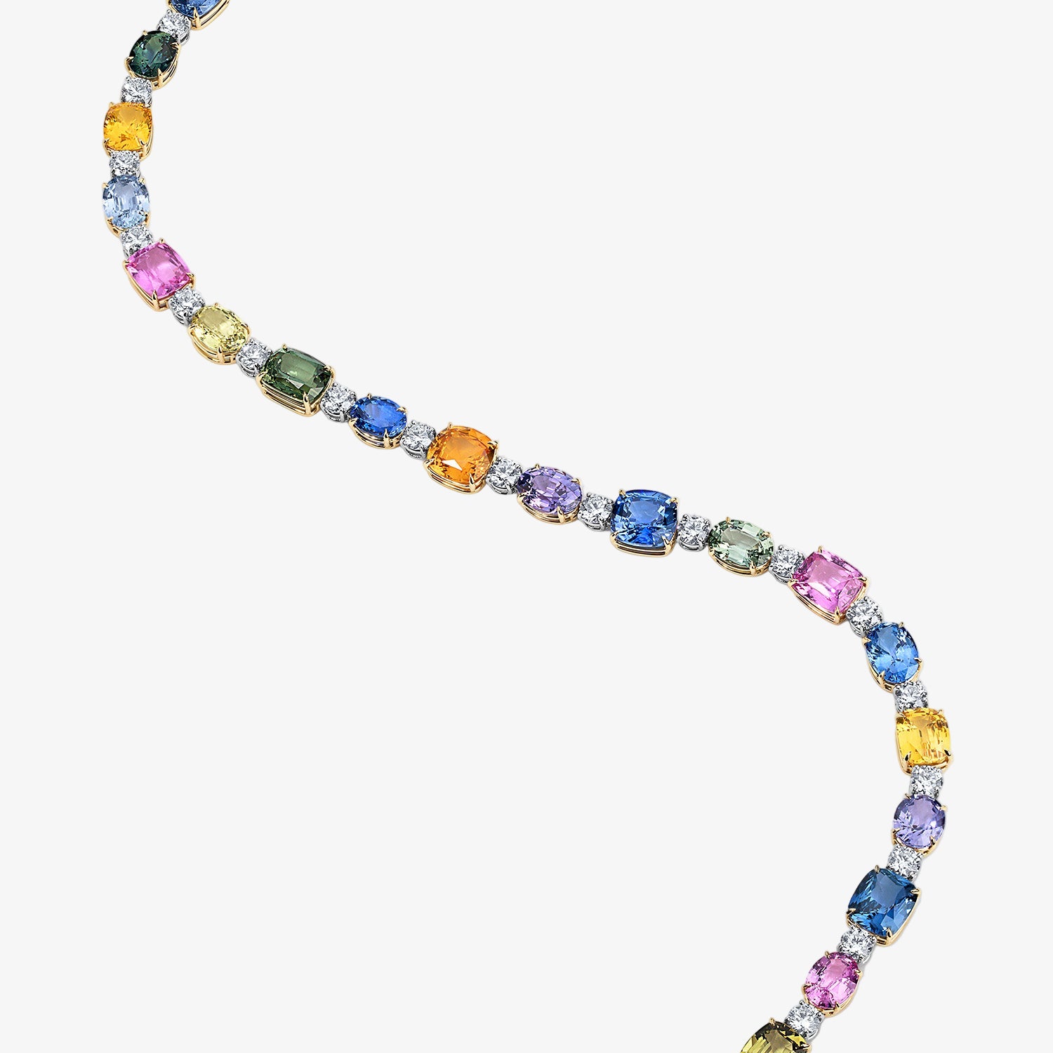 Signature Multi-Colored Sapphire and Diamond Tennis Necklace