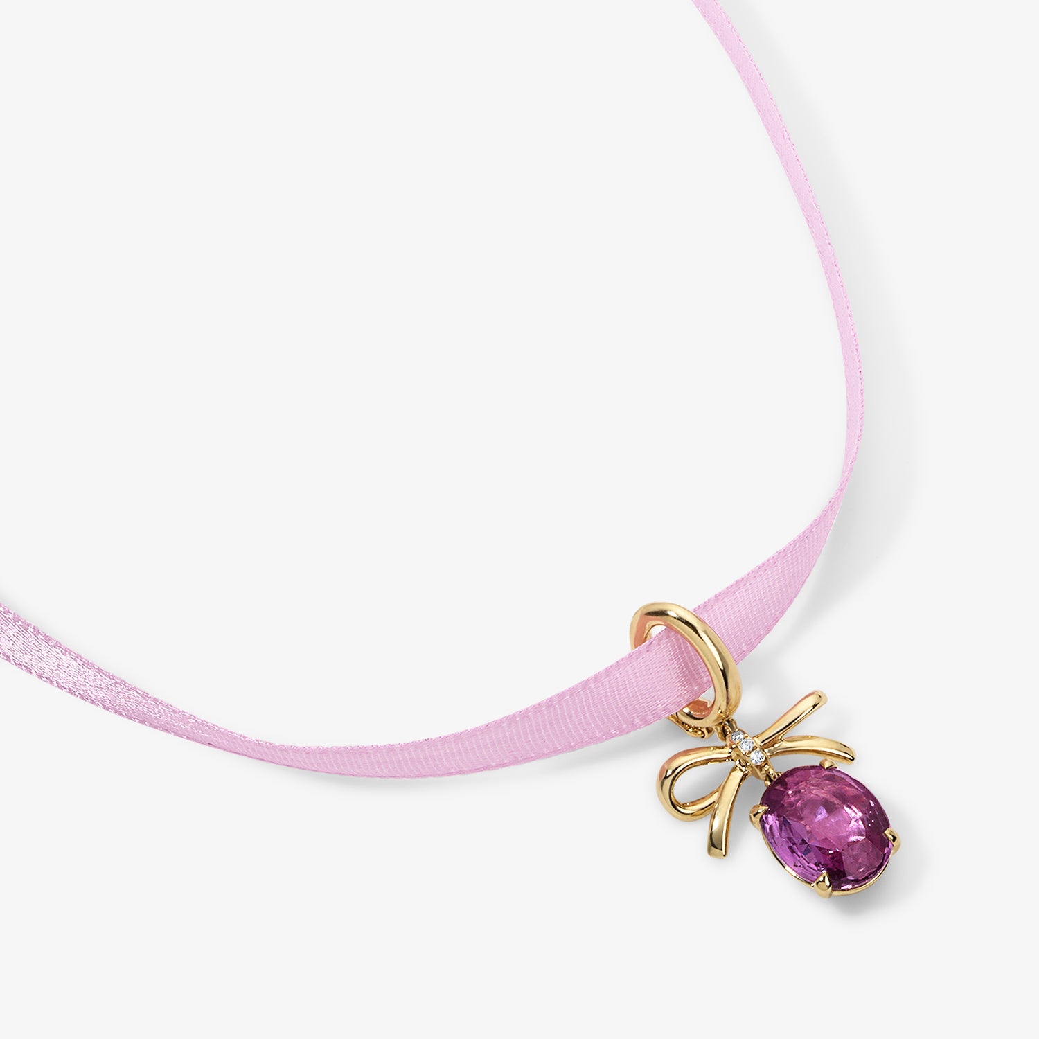 Grace Bow Charm with Oval Pink Sapphire Drop