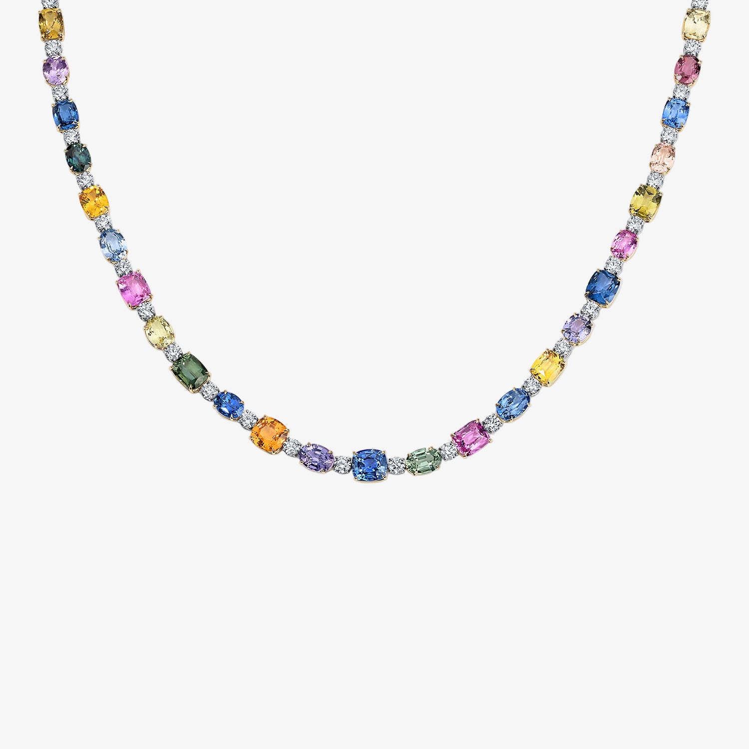 Signature Multi-Colored Sapphire and Diamond Tennis Necklace