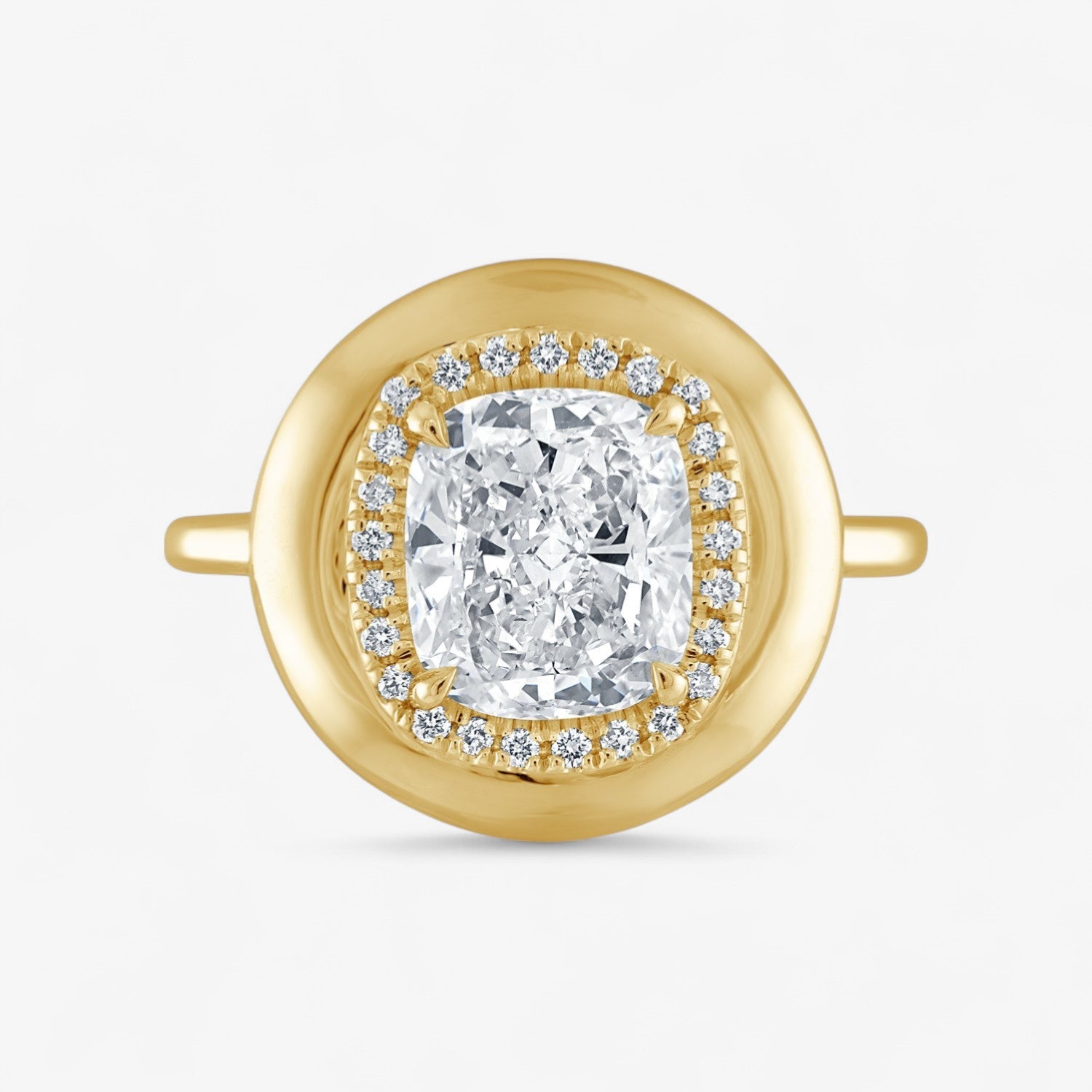 2.04ct Cushion Diamond Button Engagement Ring