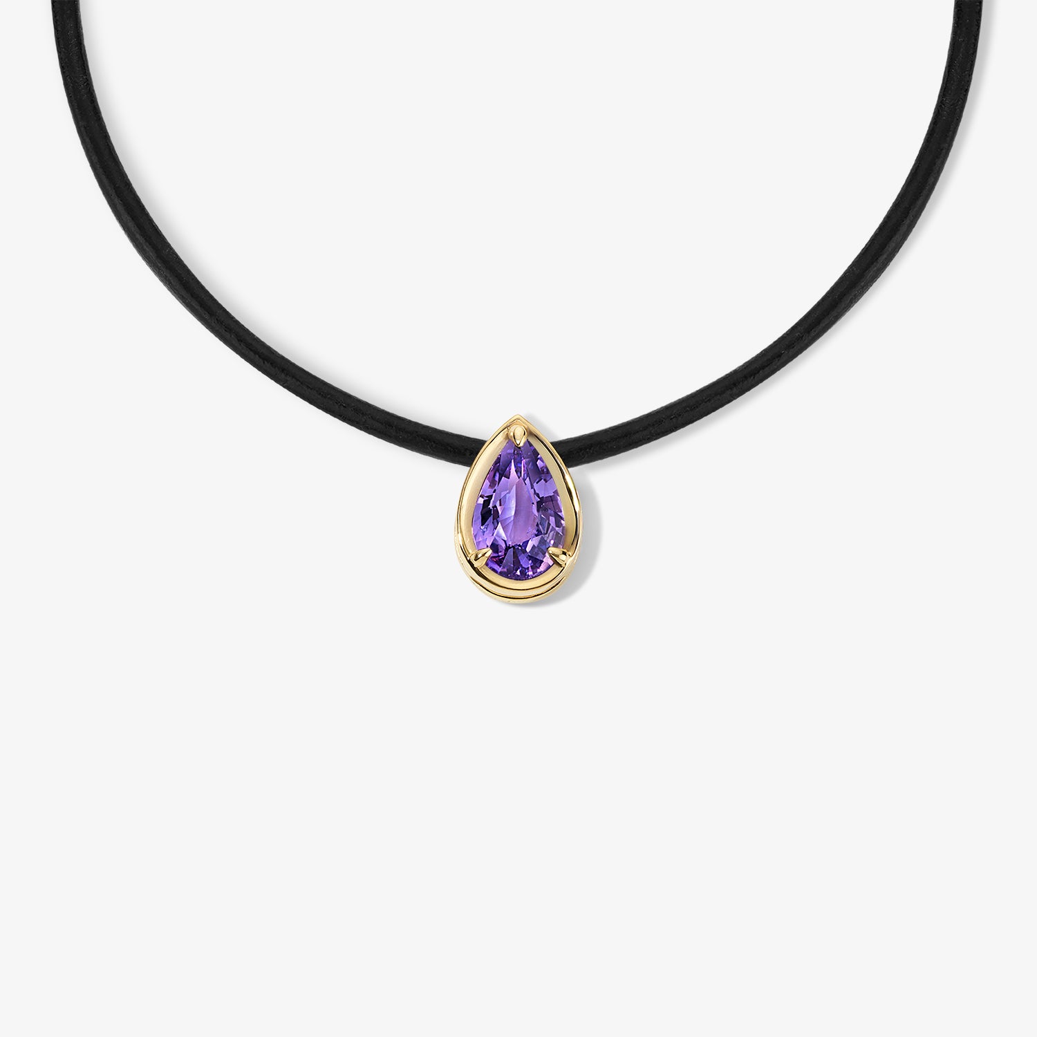 Margot Lavender Sapphire Pear Necklace 14K Yellow Gold