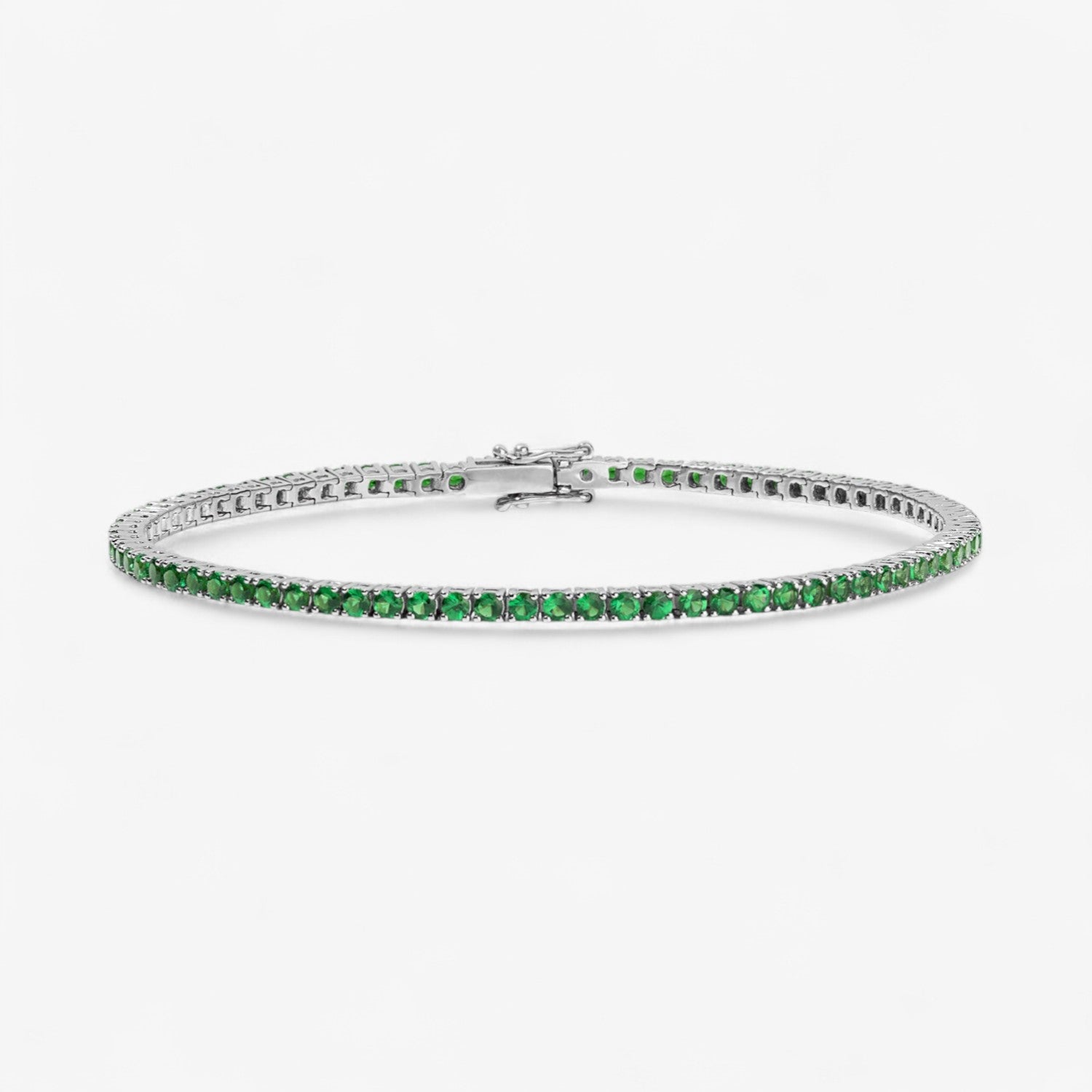 Signature Green Tsavorite Tennis Bracelet 14K White Gold 2.00CT