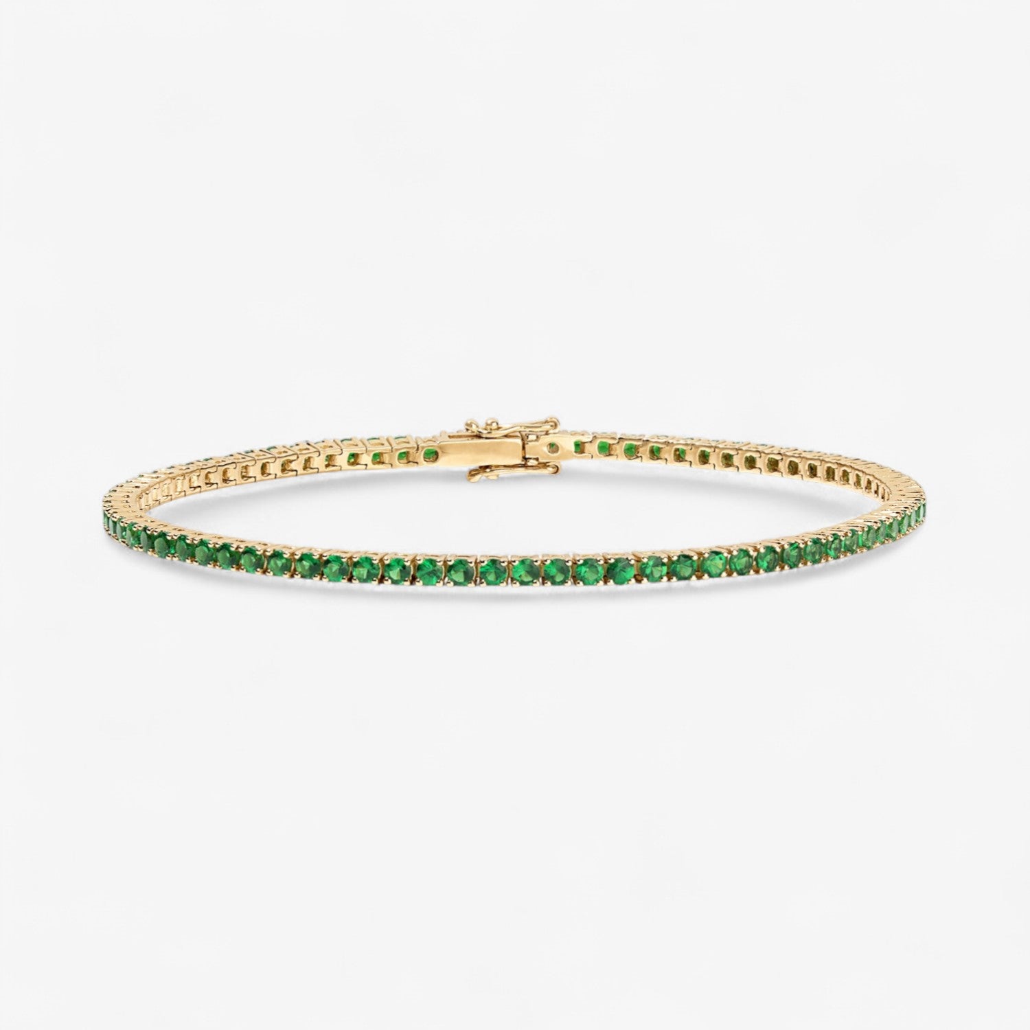 Signature Green Tsavorite Tennis Bracelet 14K Yellow Gold 2.00CT