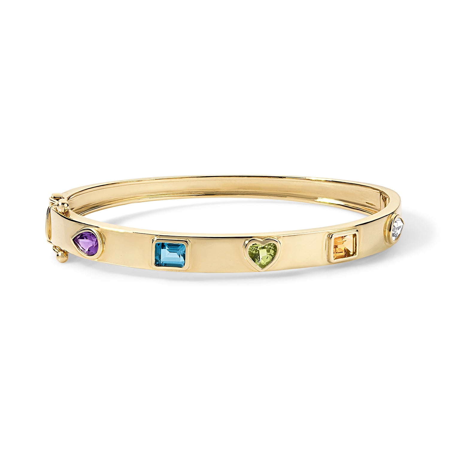 Rainbow Gemstone Bezel Mixed Shape Bangle