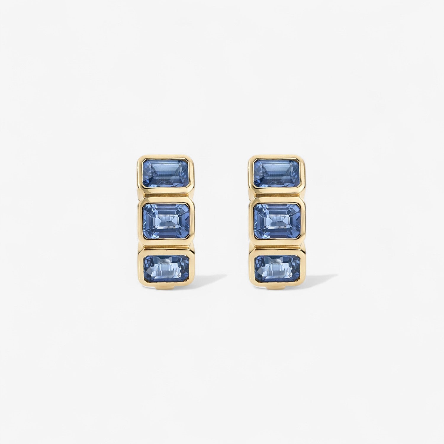 Gemma Blue Sapphire Bezel Emerald Huggies