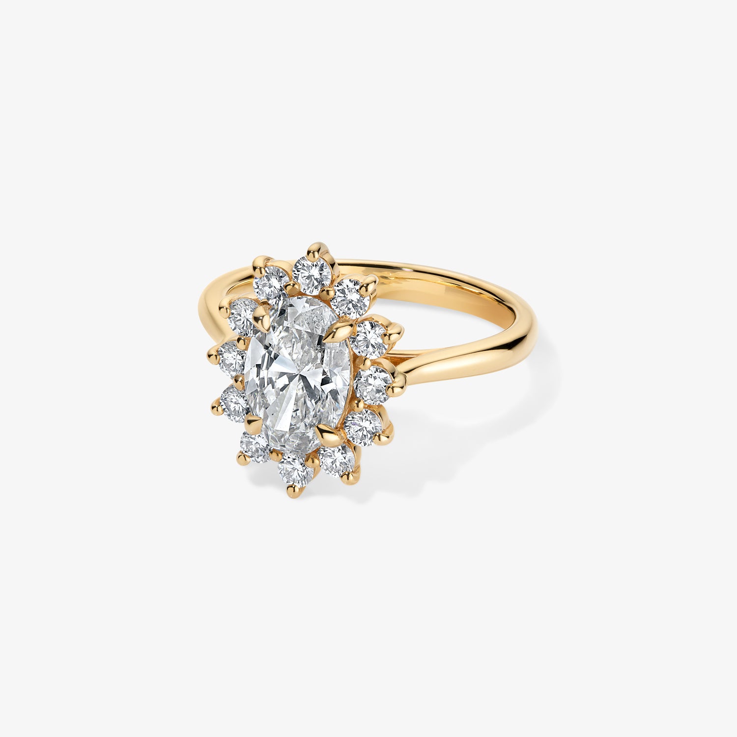 Grace Oval Diamond Ring with Halo 14K Yellow Gold