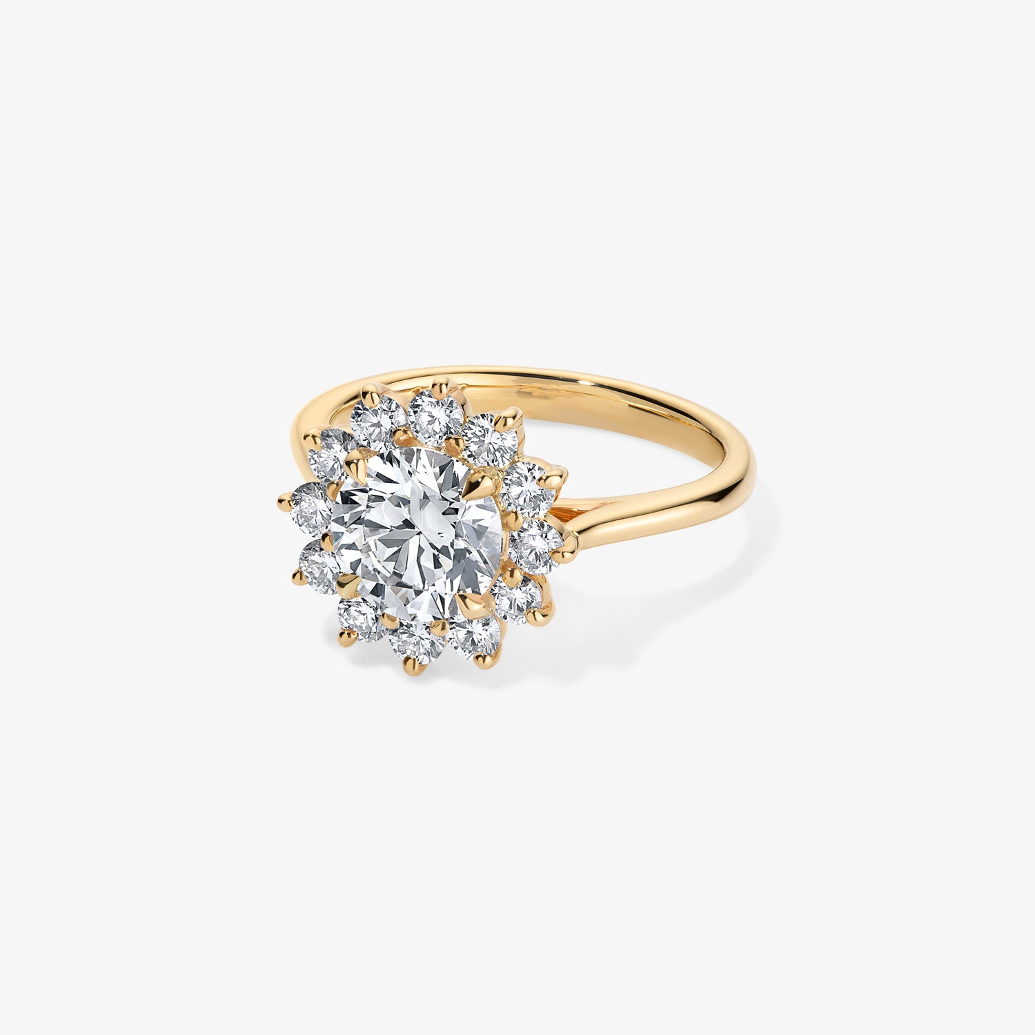 Grace Round Diamond Ring with Halo 14K Yellow Gold