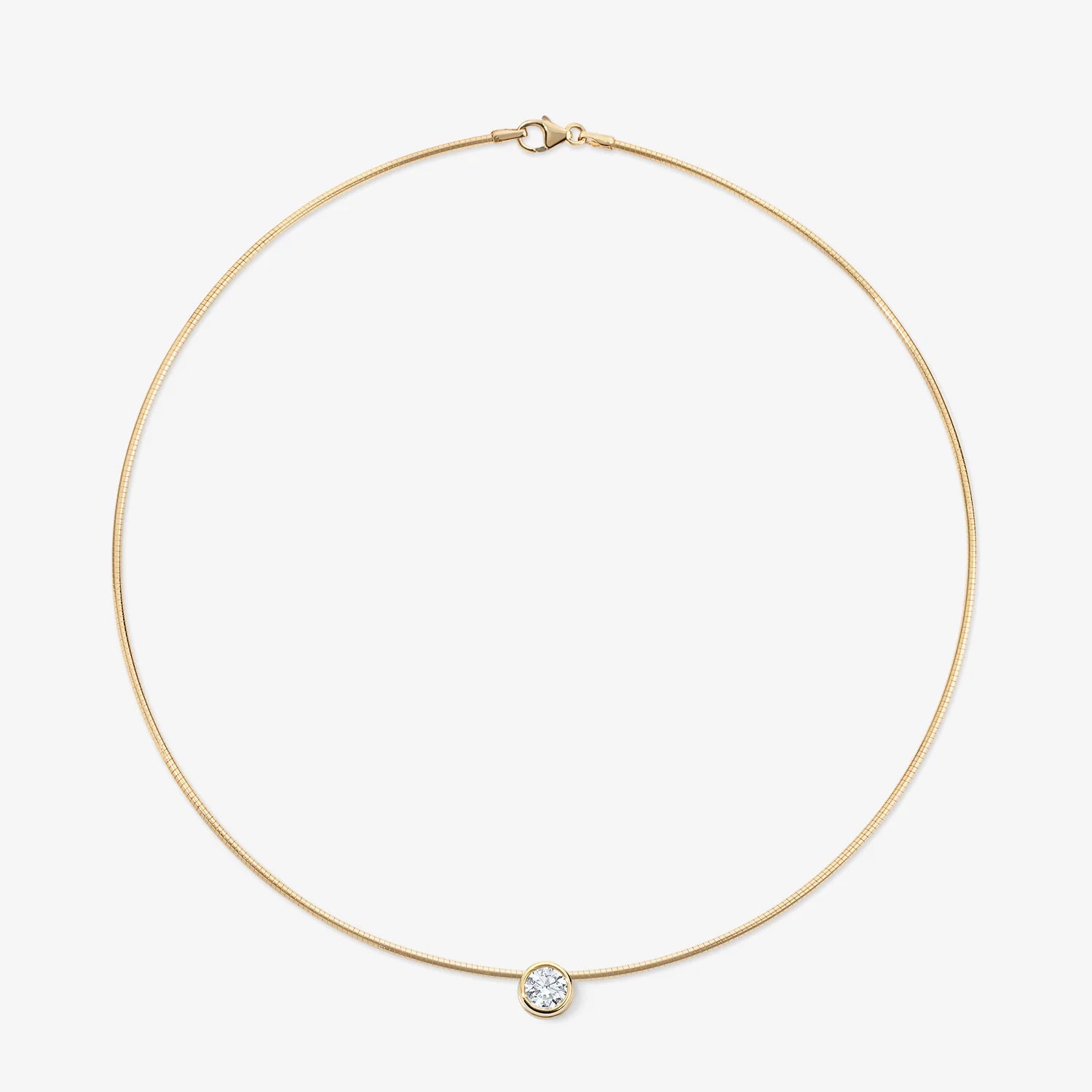 Margot Round Cut Bezel Diamond On Omega Chain Necklace