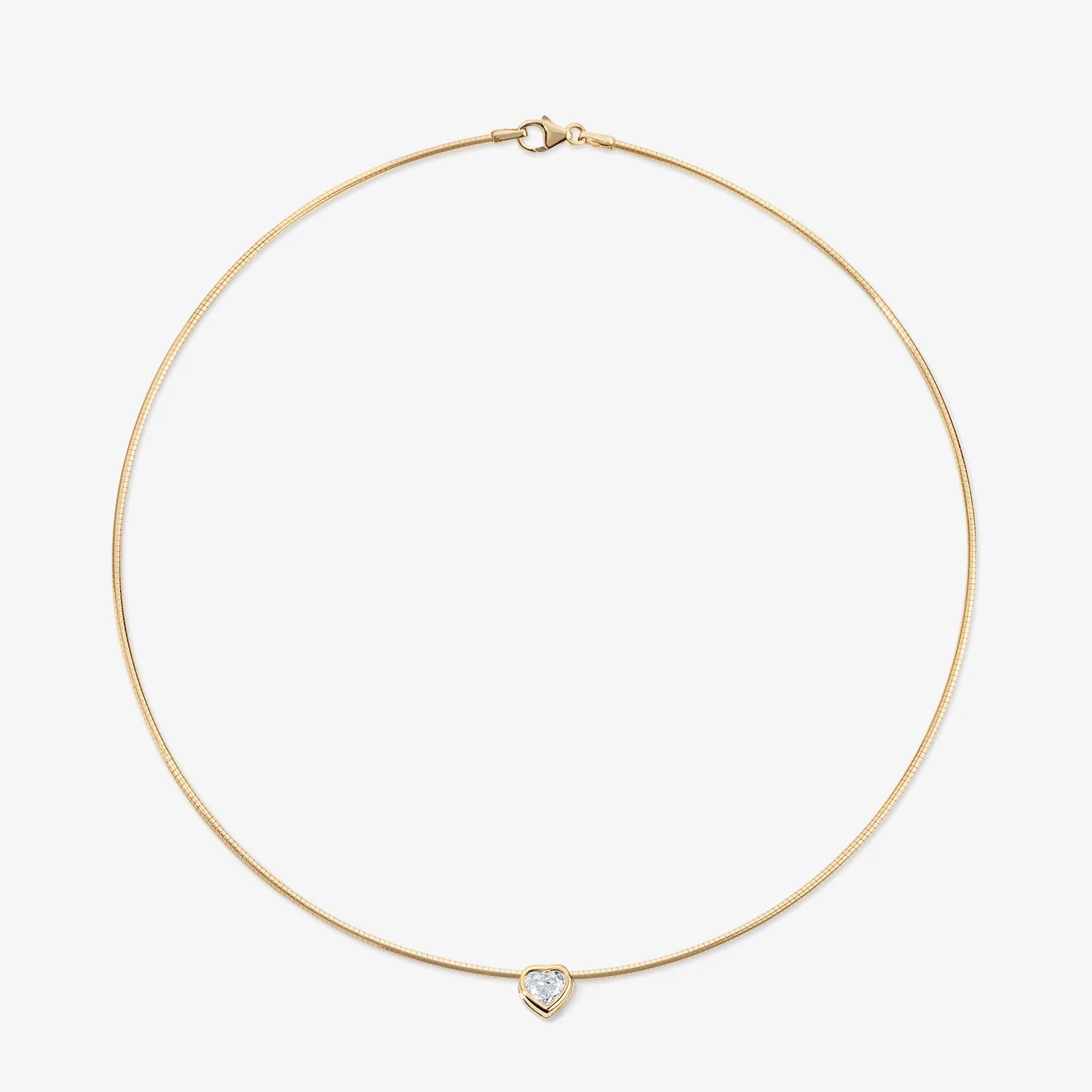 Margot Heart Bezel Diamond On Omega Chain Necklace