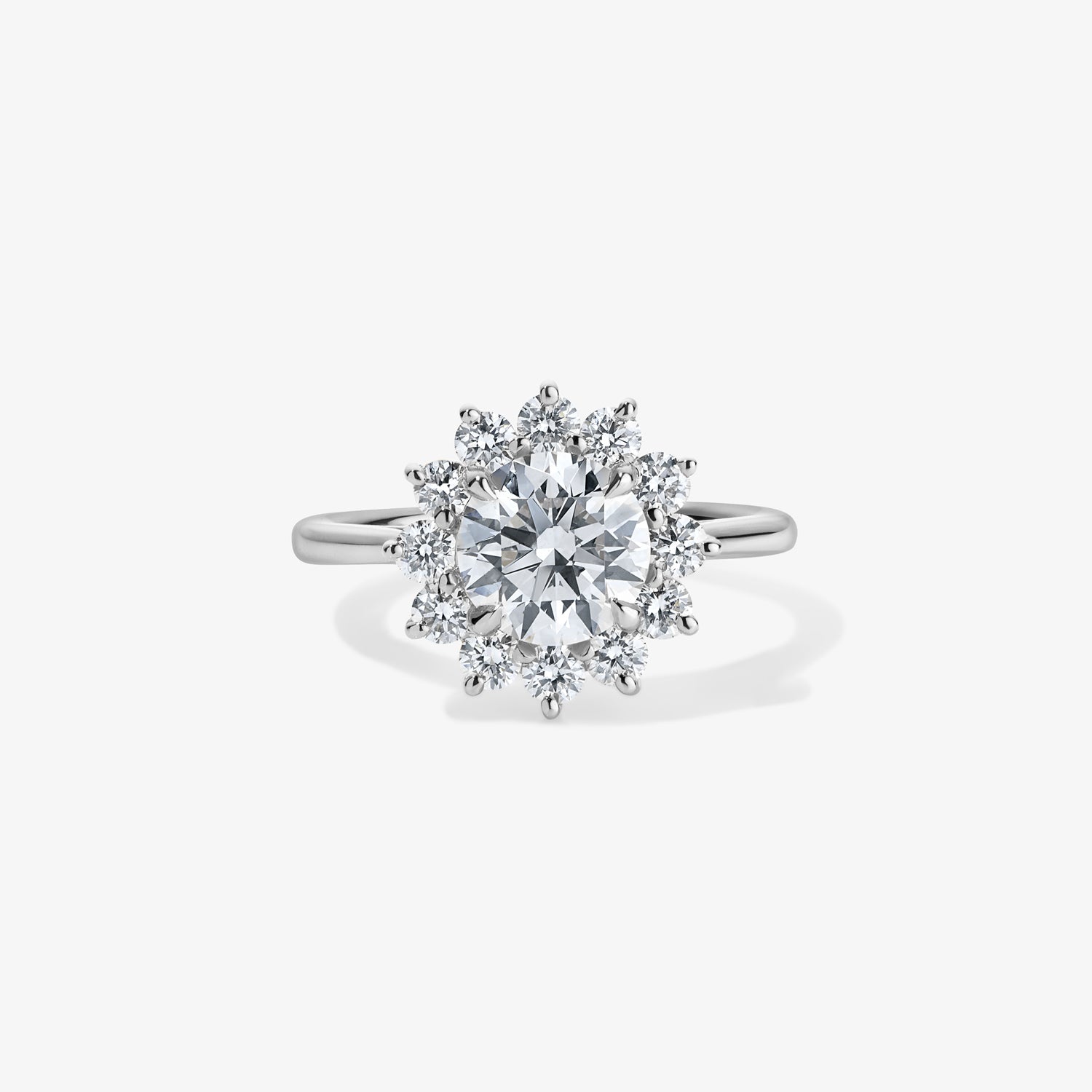 Grace Round Diamond Ring with Halo 14K White Gold