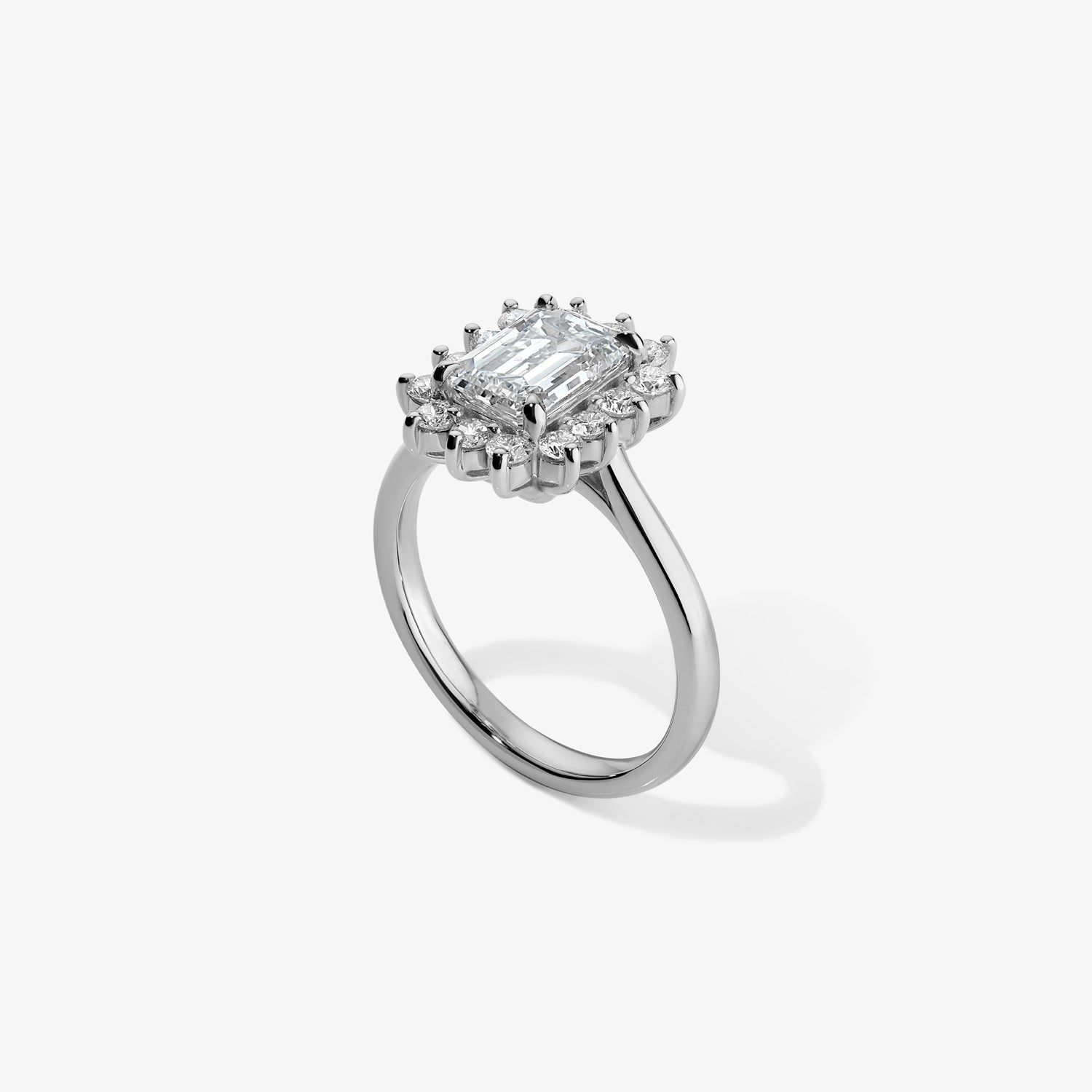 Grace Emerald Diamond Ring with Halo