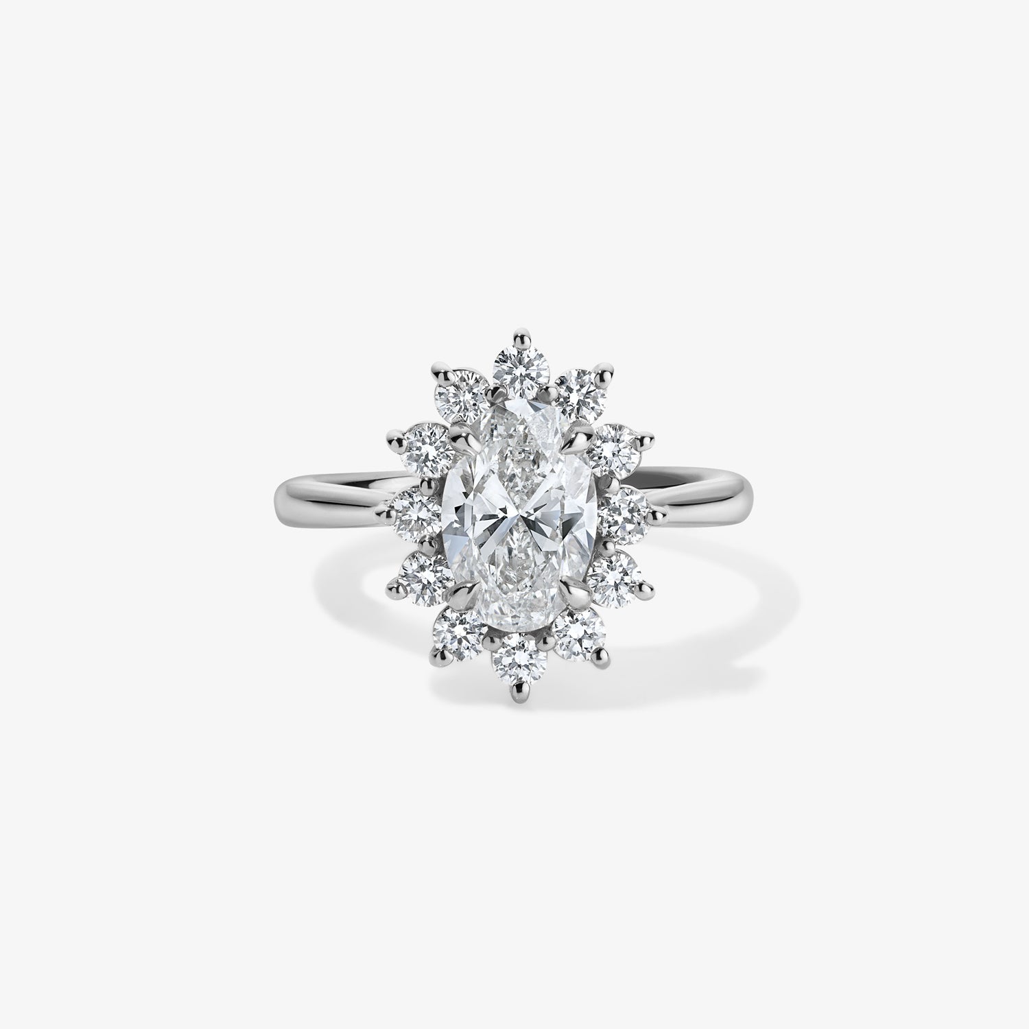 Grace Oval Diamond Ring with Halo 14K White Gold