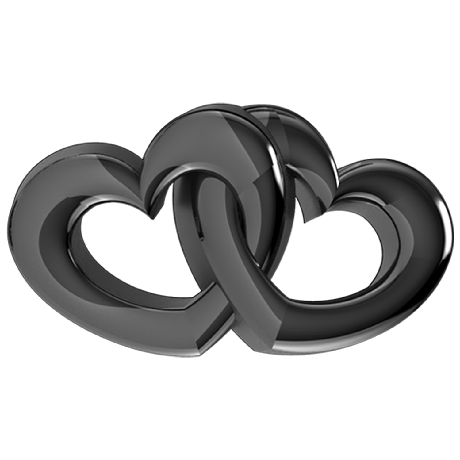Interlocking Hearts Slider Charm Black Rhodium