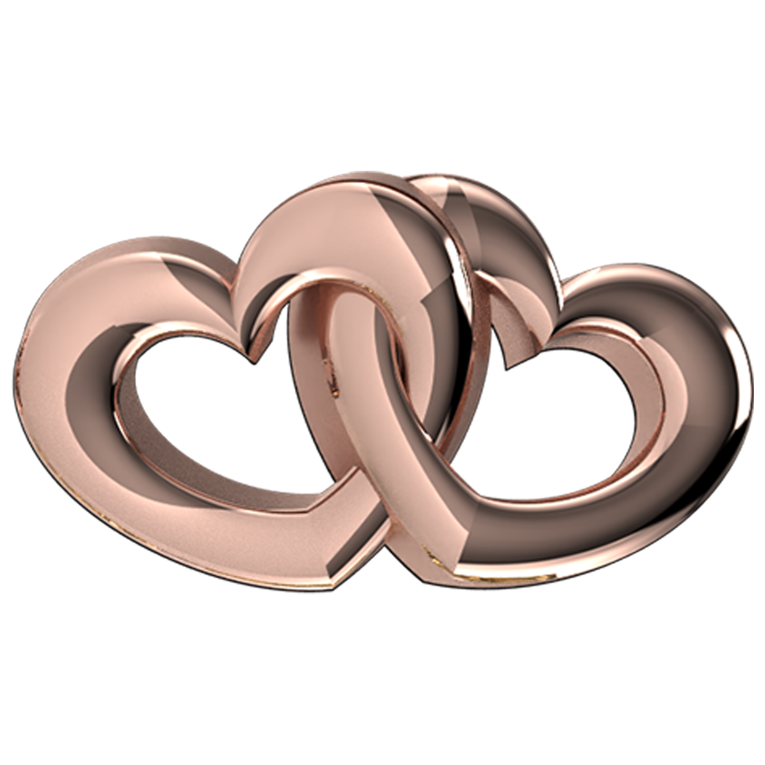 Interlocking Hearts Slider Charm 18K Rose Gold