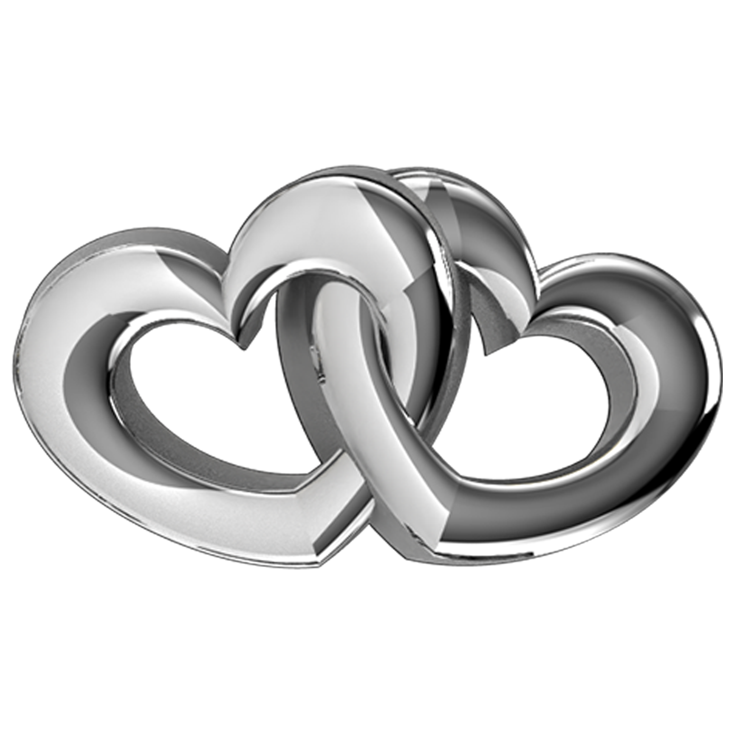 Interlocking Hearts Slider Charm 18K White Gold