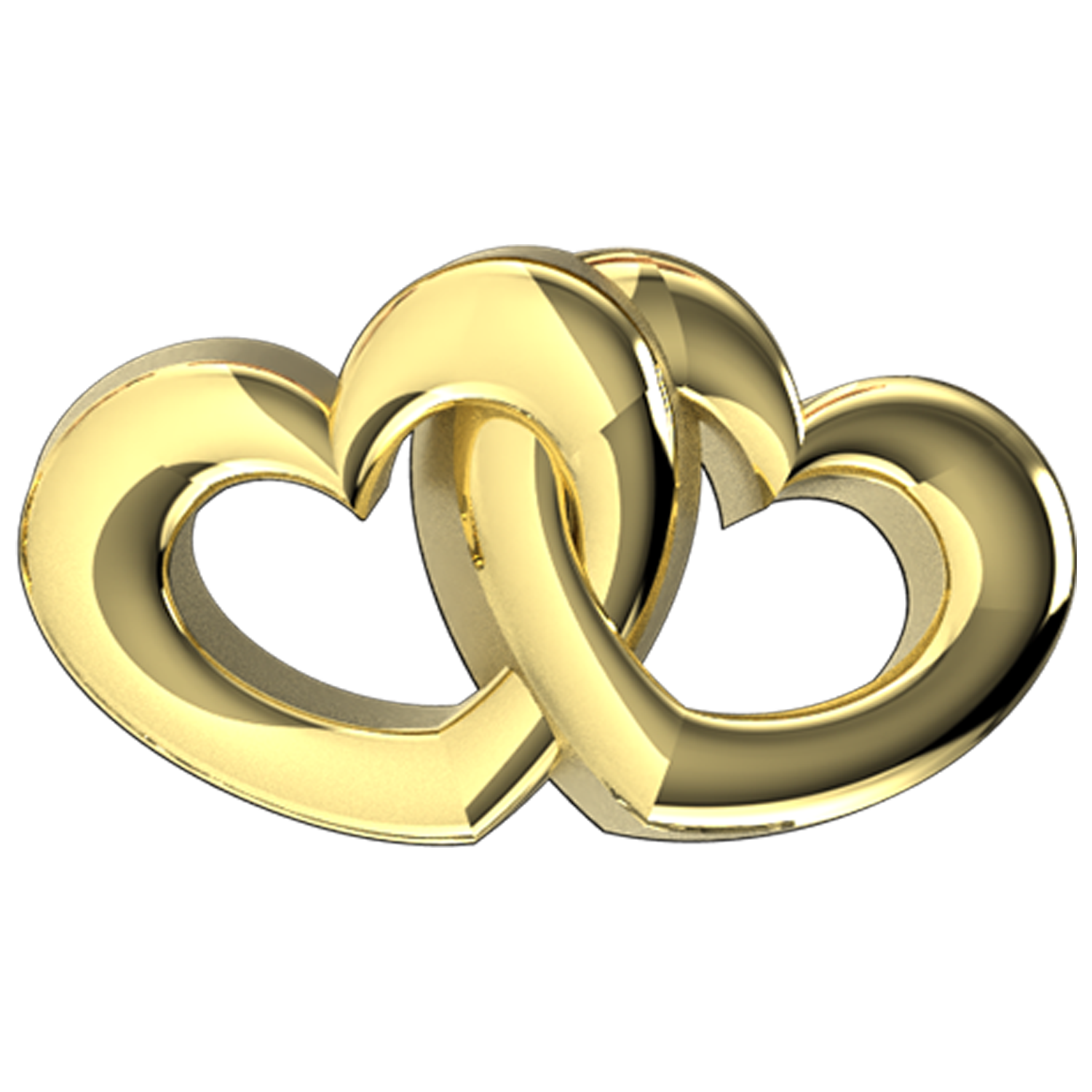 Interlocking Hearts Slider Charm 18K Yellow Gold