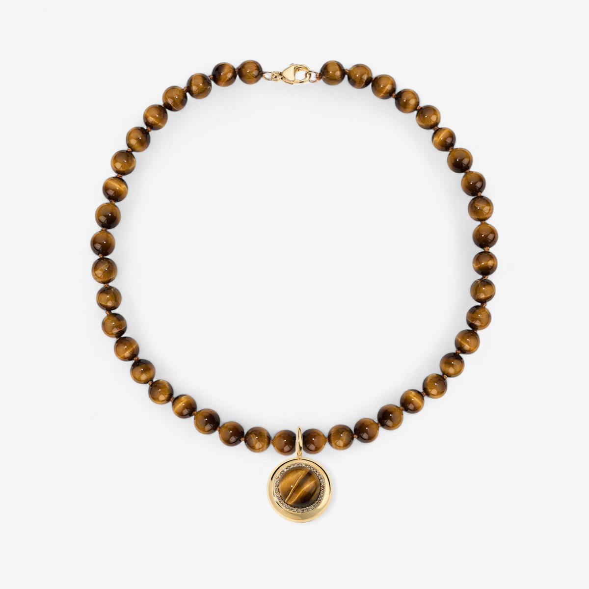 Large Tigers Eye Candy Button Charm