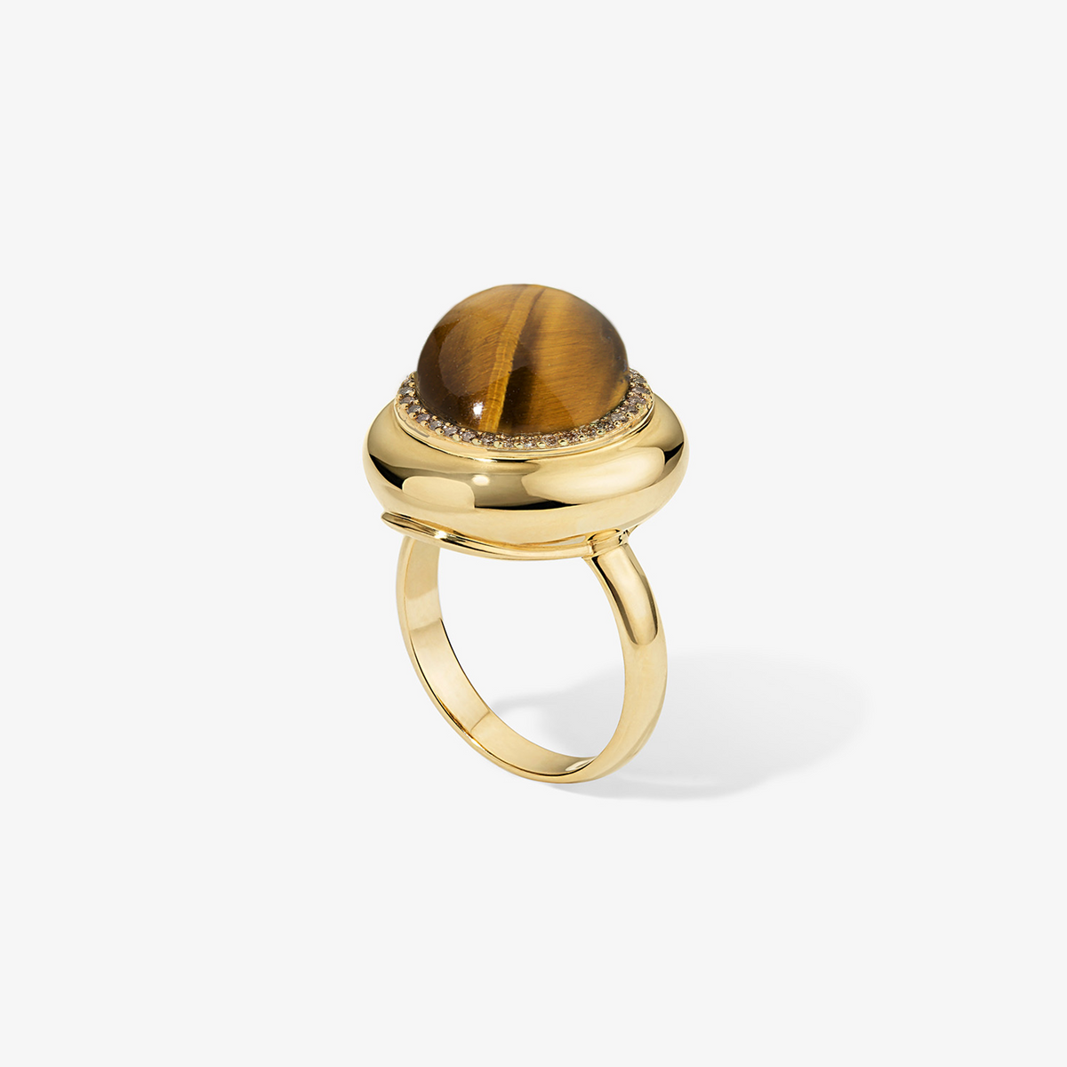 Large Tigers Eye Candy Button Ring