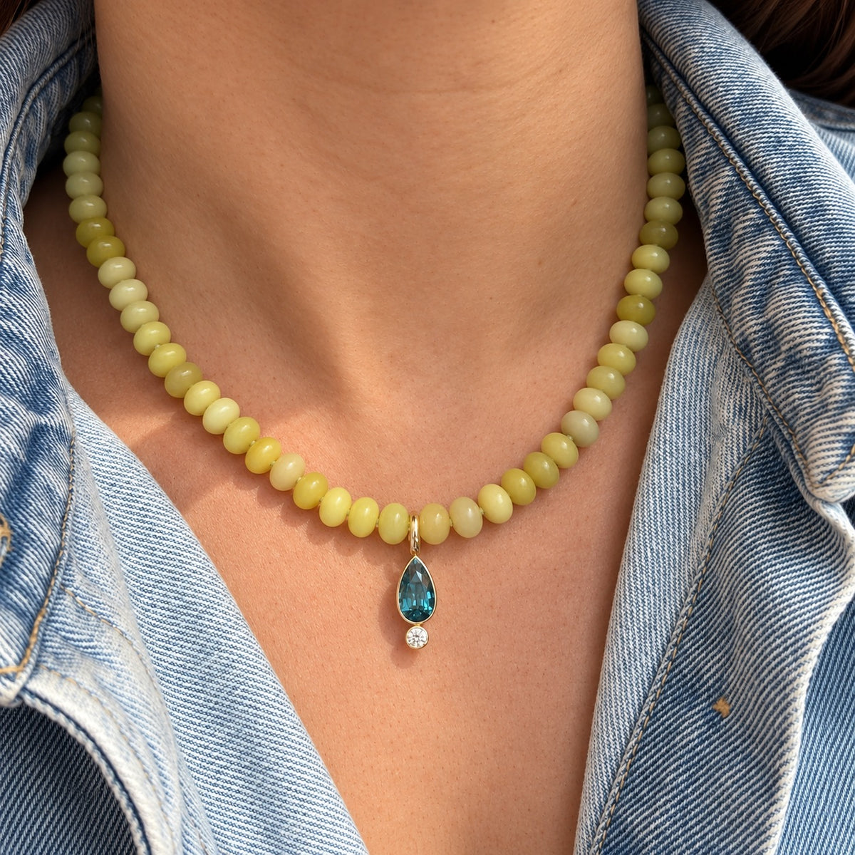 Coco Candy Blue Zircon Pear Charm