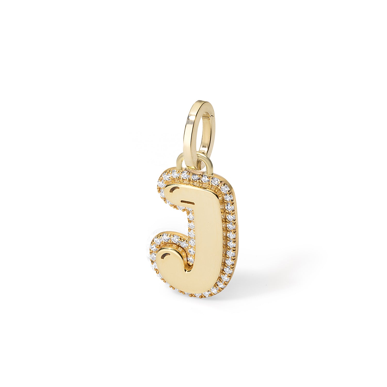 Jumbo Bubble Initial With Pave Outline Charm