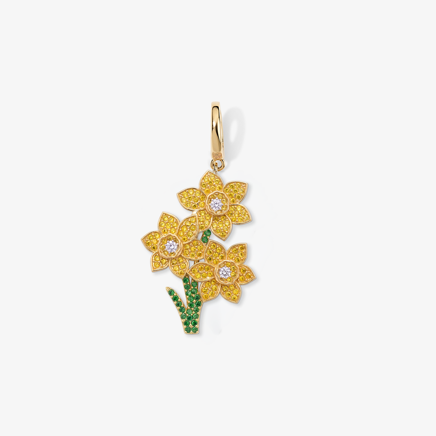 Large Token Narcissus Birth Flower Charm 14K Yellow Gold
