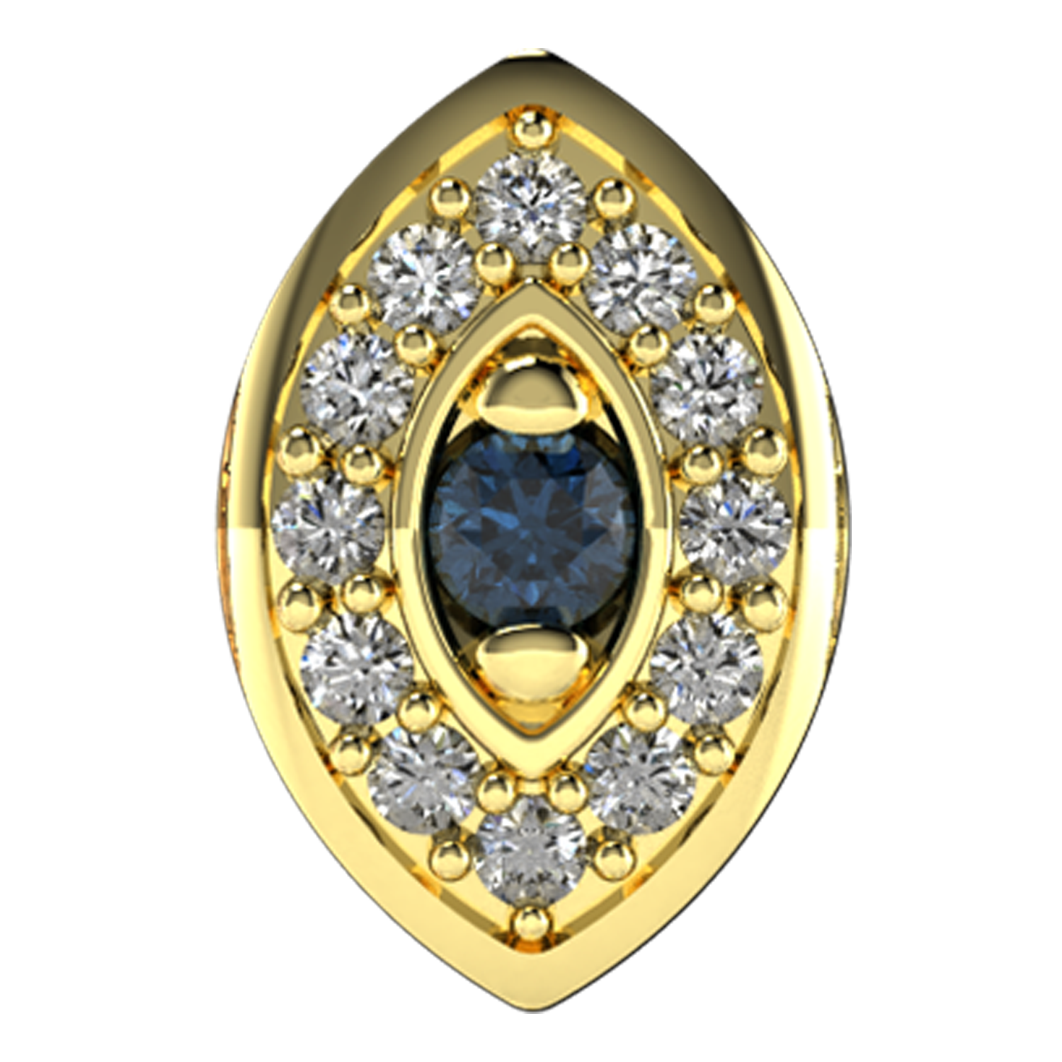 Large Evil Eye Slider Necklace Charm 14K Yellow Gold