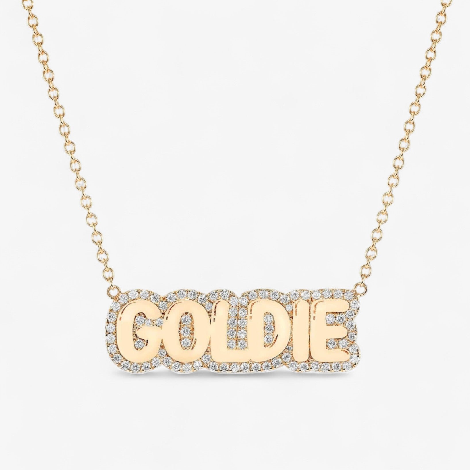 Large Bubble with Pave Outline Necklace