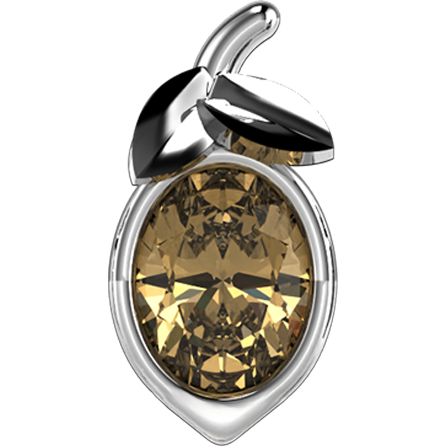 Slider Yellow Sapphire Lemon Bezel Charm 18K White Gold