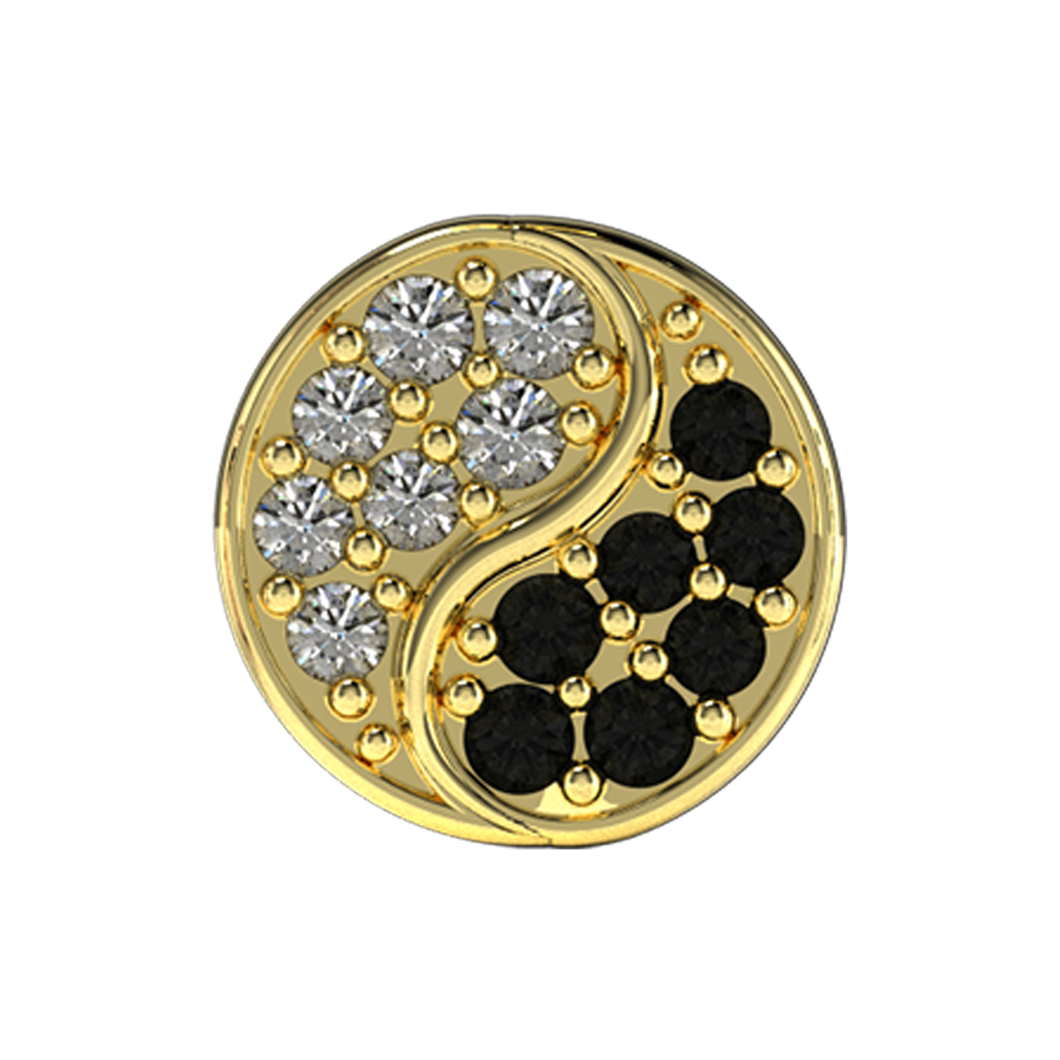 Yin Yang Slider Necklace Charm 14K Yellow Gold