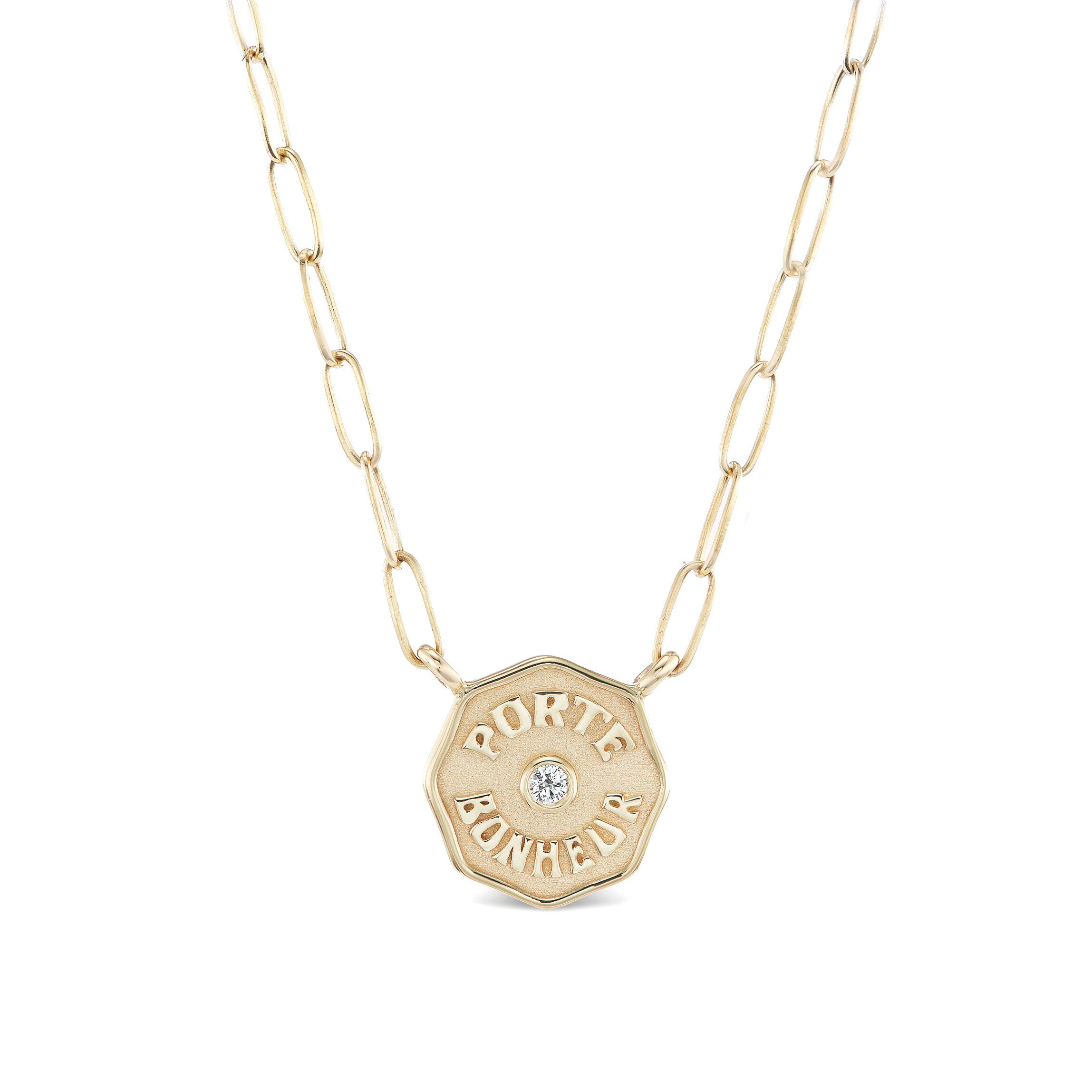 Petite Porte Bonheur Paperclip Birthstone Pendant