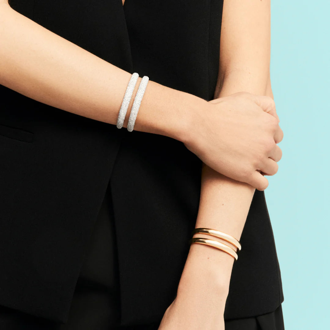 Vault Sale: Lab Diamond Double Domed Cuff in Sterling Silver