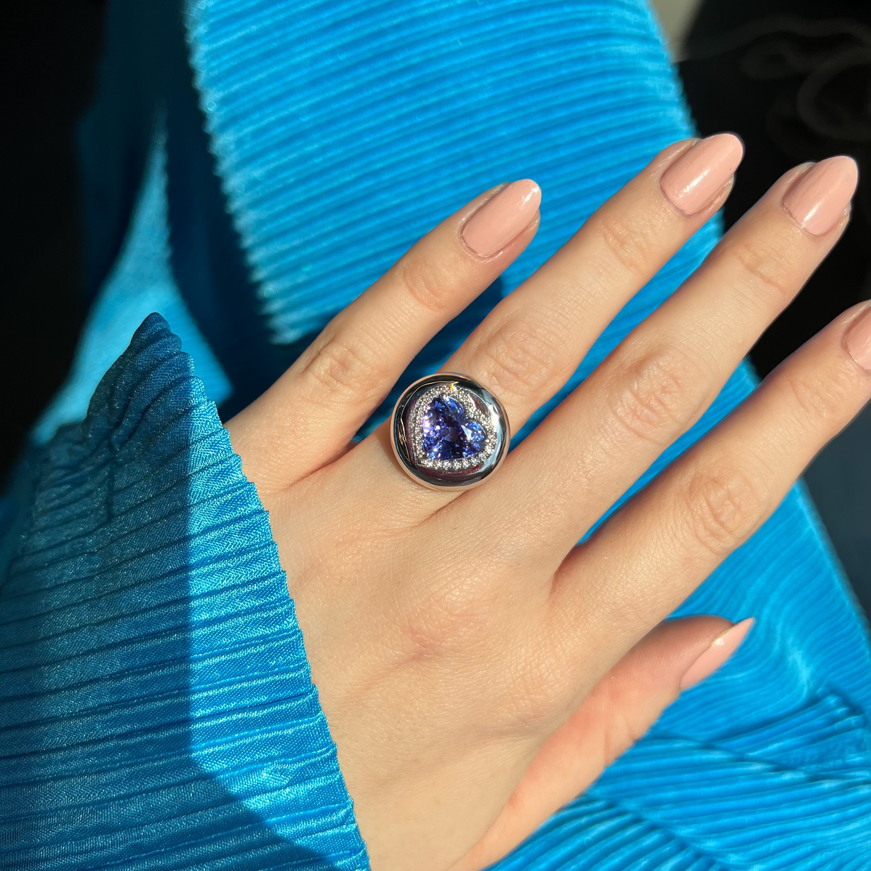 Tanzanite Candy Button Ring