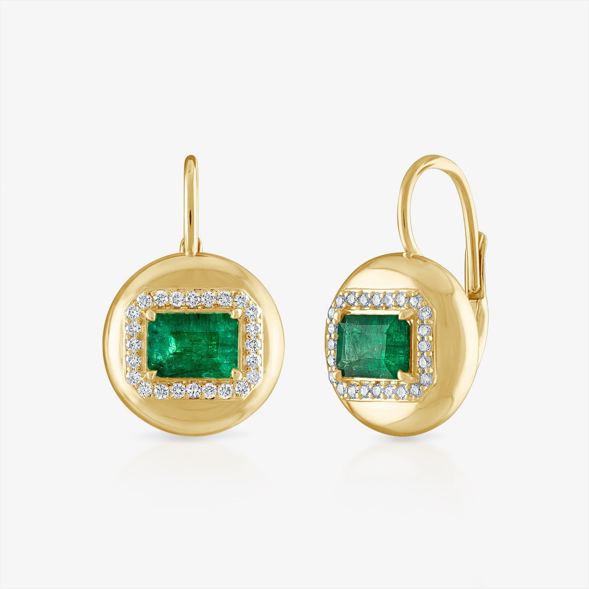 Emerald Candy Button Wire Earrings