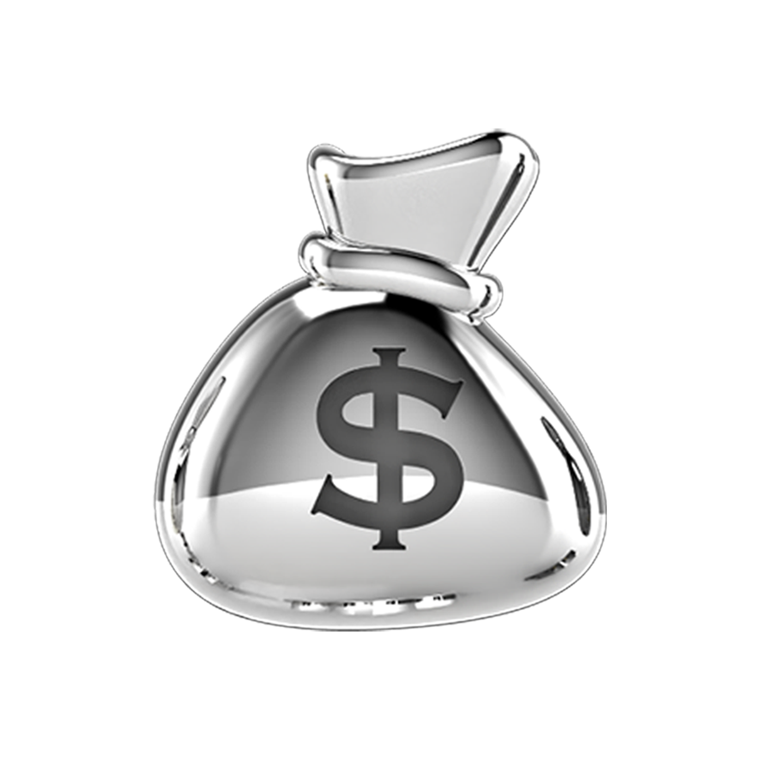 Money Bag Slider Charm 18K White Gold