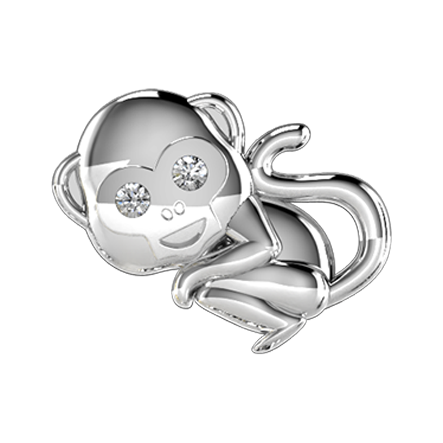 Monkey Slider Charm 18K White Gold