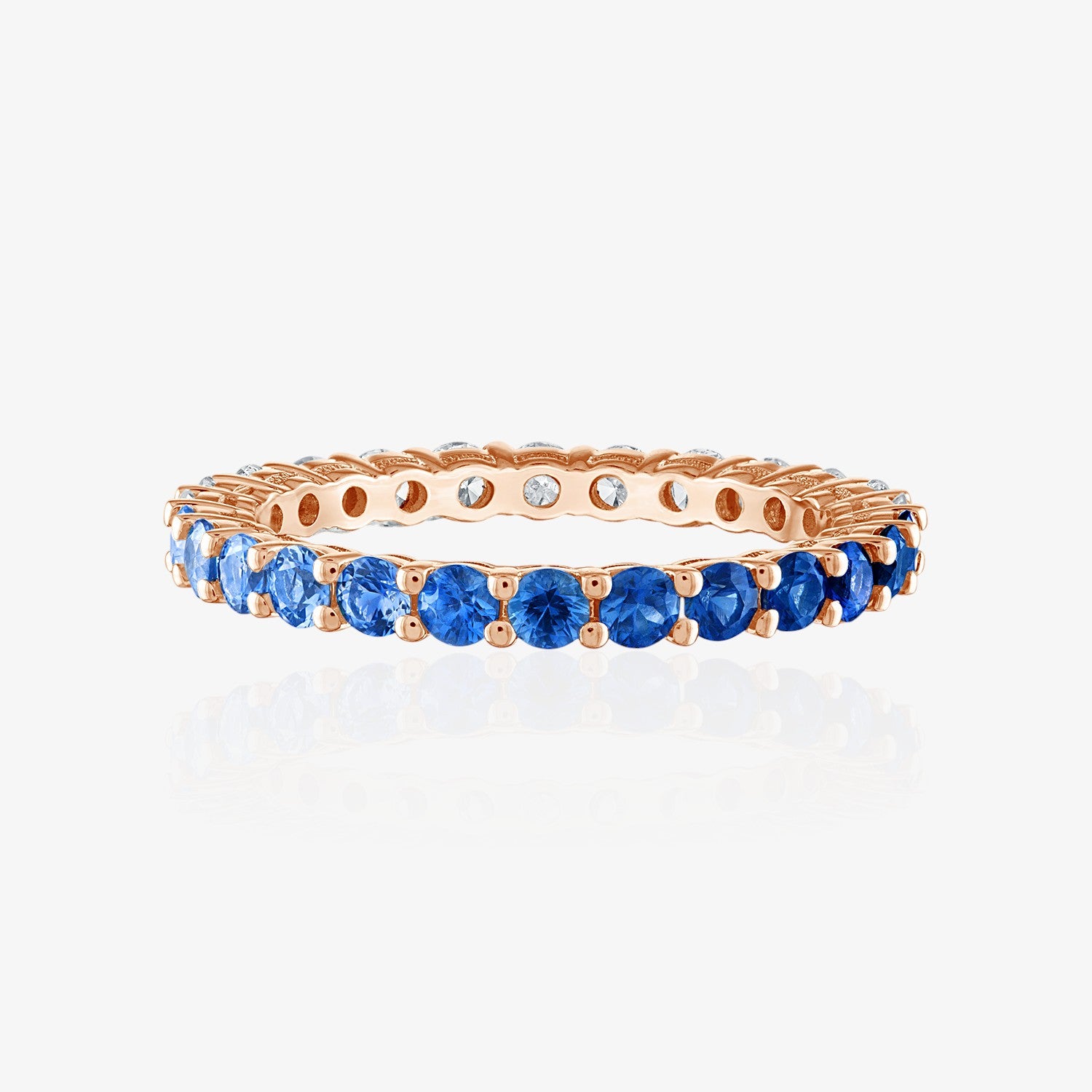 Monochromatic Ombre and Diamond Eternity Band 14K Rose Gold Round
